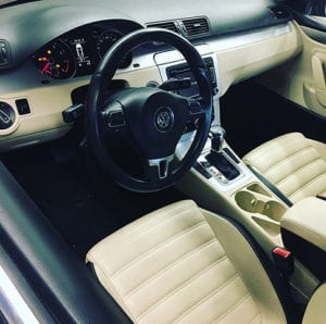Inside a VW.