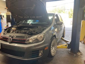 VW GTI being serviced.